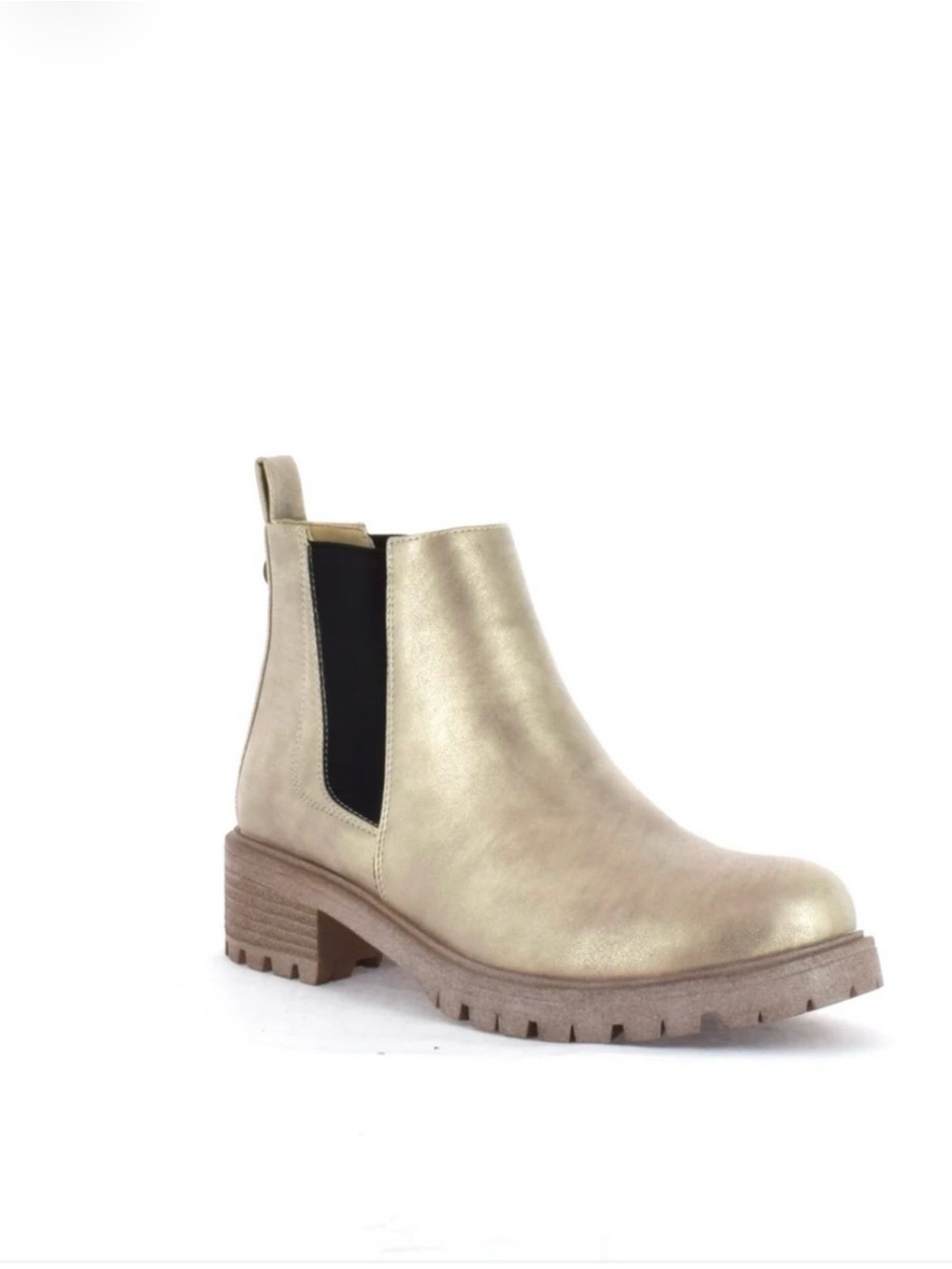 Seven7 Metallic Gold Chelsea Lug Ankle Boot